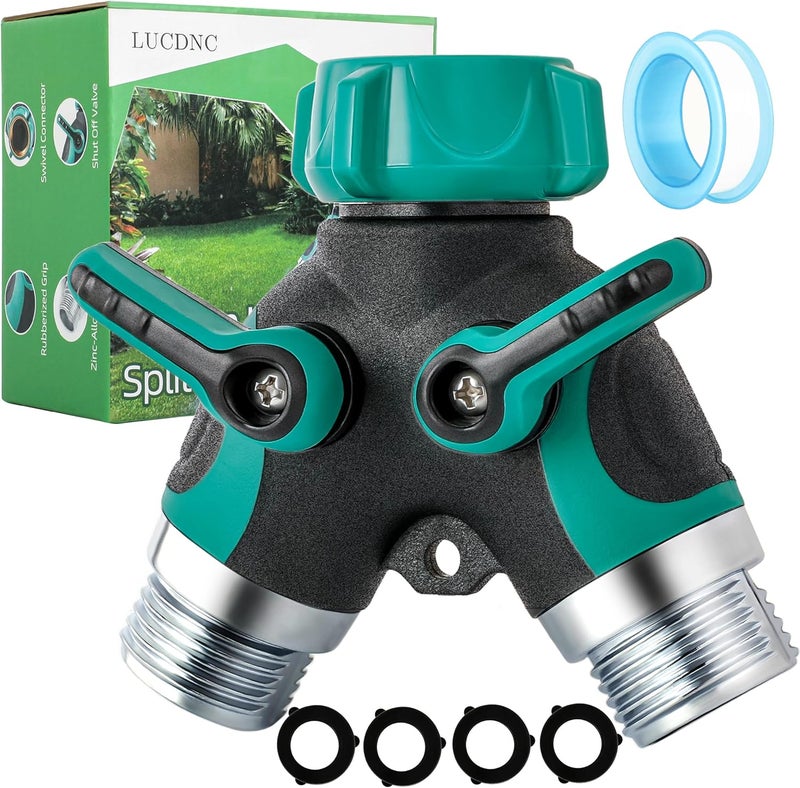 lucdnc Garden Hose Splitter 2 Way 3/4 Inch Faucet Y Connector With Shut Off Valve,Garden Supplies Water Hose Splitter Adapter For Indoor Outdoor Faucets - Image 1